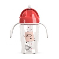 Cute animal design BPA free baby bottle Tritan plastic water bottle with straw