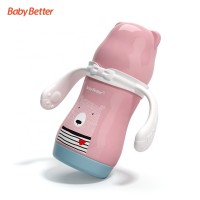 Baosheng Blue Pink Learner Sippy Cup Kids Cute Water Bottle Stainless Steel Thermos Cup